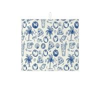Tappetino scolapiatti a tema nautico per bancone della cucina, tappetino assorbente blu costiero, tappetino scolapiatti in microfibra per spiaggia estiva per proteggere il bancone della cucina, 40,6 x