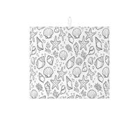 Tappetino scolapiatti a tema oceano per bancone della cucina, tappetino assorbente per piatti con conchiglie bianche e stelle marine, tappetino protettivo in microfibra costiera estiva 40,6 x 45,7 cm