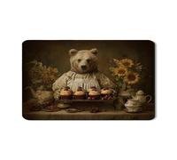 Tappetino scolapiatti a tema orso, per bancone della cucina, in gomma assorbente floreale vintage, tappetino scolapiatti per cucina, decorazione autunnale, 30,5 x 50,8 cm