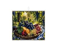 Tappetino scolapiatti a tema uva per bancone della cucina, tappetino scolapiatti assorbente per frutta, tappetino estivo in microfibra per asciugare la zona pranzo, 40,6 x 45,7 cm