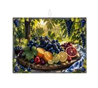 Tappetino scolapiatti a tema uva per bancone della cucina, tappetino scolapiatti assorbente per frutta, tappetino estivo in microfibra per asciugare la zona pranzo, 45,7 x 61 cm
