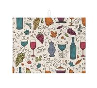 Tappetino scolapiatti a tema vino vintage per bancone della cucina, stampa retrò uva assorbente, tappetino scolapiatti in microfibra autunnale per protezione bancone della cucina, 45,7 x 61 cm