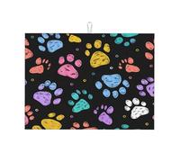 Tappetino scolapiatti a tema zampa di cane e gatto, assorbente, tappetino scolapiatti per bancone della cucina, tappetino scolapiatti antiscivolo, 45,7 x 61 cm