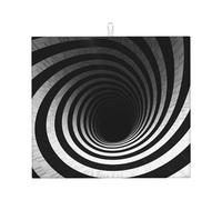 Tappetino scolapiatti a tunnel a spirale nero e bianco per bancone della cucina, 45,7 x 40,6 cm, in microfibra super assorbente, tappetino scolapiatti antiscivolo extra large tappetino scolapiatti da