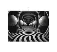 Tappetino scolapiatti a tunnel bianco e nero - Tappetino scolapiatti in microfibra, di grandi dimensioni 45,7 x 61,7 cm, tappetino scolapiatti da cucina (nero/rosso/blu)
