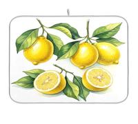 Tappetino scolapiatti ad acquerello bianco limone per bancone della cucina, reversibile, tappetino scolapiatti assorbente, 45,7 x 61 cm