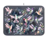Tappetino scolapiatti ad acquerello con uccellini, assorbente, reversibile, per piano di lavoro, 45,7 x 61 cm