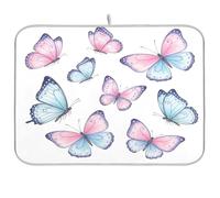Tappetino scolapiatti ad asciugatura rapida con farfalla ad acquerello, reversibile, 45,7 x 61 cm