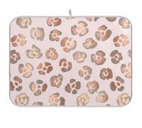 Tappetino scolapiatti ad asciugatura rapida per bancone della cucina, in microfibra, reversibile, 40,6 x 45,7 cm, colore: tortora, leopardo, rosa malva, colore: tortora