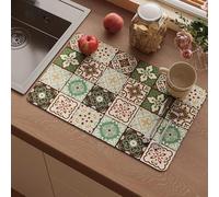 Tappetino scolapiatti ad asciugatura rapida, super assorbente, per nascondere le macchie d'acqua, con design antiscivolo, tappetino per bere per animali domestici, facile da pulire (50 x 40 cm, stile