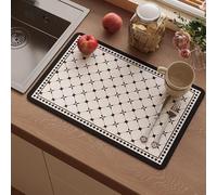 Tappetino scolapiatti ad asciugatura rapida, super assorbente, per nascondere le macchie d'acqua, con design antiscivolo, tappetino per bere per animali domestici, facile da pulire (80 x 50 cm, stile