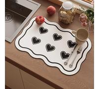 Tappetino scolapiatti ad asciugatura rapida, super assorbente, per nascondere le macchie d'acqua, con design antiscivolo, tappetino per bere per animali domestici, facile da pulire (70 x 50 cm, stile