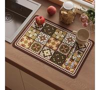 Tappetino scolapiatti ad asciugatura rapida, super assorbente, per nascondere le macchie d'acqua, con design antiscivolo, tappetino per bere per animali domestici, facile da pulire (60 x 40 cm, stile