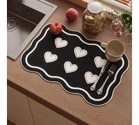 Tappetino scolapiatti ad asciugatura rapida, super assorbente, per nascondere le macchie d'acqua, con design antiscivolo, tappetino per bere per animali domestici, facile da pulire (80 x 50 cm, stile