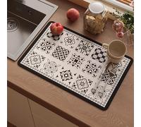 Tappetino scolapiatti ad asciugatura rapida, super assorbente, per nascondere le macchie d'acqua, con design antiscivolo, tappetino per bere per animali domestici, facile da pulire (50 x 40 cm, stile
