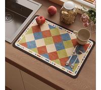 Tappetino scolapiatti ad asciugatura rapida, super assorbente, per nascondere le macchie d'acqua, con design antiscivolo, tappetino per bere per animali domestici, facile da pulire (80 x 50 cm, stile