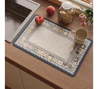 Tappetino scolapiatti ad asciugatura rapida, super assorbente, per nascondere le macchie d'acqua, con design antiscivolo, tappetino per bere per animali domestici, facile da pulire (50 x 40 cm, stile