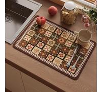 Tappetino scolapiatti ad asciugatura rapida, super assorbente, per nascondere le macchie d'acqua, con design antiscivolo, tappetino per bere per animali domestici, facile da pulire (80 x 50 cm, stile
