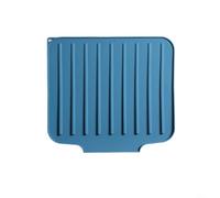 Tappetino scolapiatti adiacente per lavello da cucina in silicone flessibile con forma pieghevole e geometria di drenaggio ottimizzata (blu scuro)