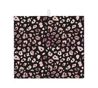 Tappetino scolapiatti alla moda in microfibra con stampa leopardata lucida per bancone della cucina, lavabile in lavatrice, super assorbente, 40,6 x 45,7 cm