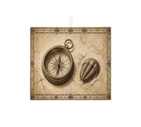 Tappetino scolapiatti antico con bussola e trilobite per bancone della cucina, tappetino assorbente marrone in microfibra per la casa, 40,6 x 45,7 cm