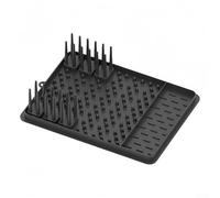 Tappetino scolapiatti antiscivolo per bancone della cucina, tappetino scolapiatti in silicone con portaposate per stoviglie da cucina (nero)