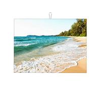 Tappetino scolapiatti antiscivolo piccolo per fotografia in spiaggia con vista sulla spiaggia, 16 x 18 pollici