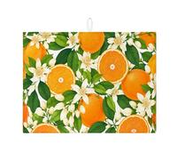 Tappetino scolapiatti arancione floreale per bancone della cucina, tappetino assorbente per scolapiatti con agrumi luminosi, tappetino in microfibra fresco di primavera, per bancone della cucina