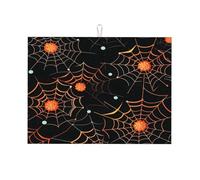 Tappetino scolapiatti arancione Halloween ragnatela assorbente tappetino per scolapiatti per bancone della cucina tappetino scolapiatti antiscivolo tappetino scolapiatti tappetino scolapiatti 45,7 x
