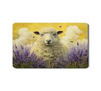 Tappetino scolapiatti artistico a forma di pecora, per bancone della cucina, in gomma assorbente, motivo floreale lavanda, decorazione per cucina primaverile, 30,5 x 50,8 cm