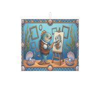 Tappetino scolapiatti artistico per bancone della cucina, tappetino assorbente per scolapiatti colorato con scena oceanica, tappetino in microfibra costiera estiva per decorazione bancone della cucina