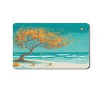 Tappetino scolapiatti artistico per bancone della cucina, tappetino scolapiatti in gomma assorbente con design albero di arancio, tappetino scolapiatti autunnale in pelle PU per bar 30,5 x 50,8 cm