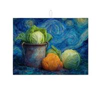 Tappetino scolapiatti artistico per cucina, design astratto con cavolo, tappetino assorbente scolapiatti in microfibra per bancone bar, 45,7 x 61 cm