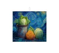Tappetino scolapiatti artistico per cucina, design astratto con cavolo, tappetino assorbente scolapiatti in microfibra per bancone bar, 40,6 x 45,7 cm