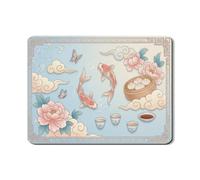 Tappetino scolapiatti asiatico per bancone della cucina, tappetino in gomma assorbente blu per scolapiatti a forma di pesce carpa, tappetino scolapiatti in pelle PU floreale per protezione da bar da