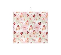 Tappetino scolapiatti assorbente a forma di coccinella e torta, per bancone della cucina, con fiocco di pesca e cuore, tappetino scolapiatti in microfibra floreale primaverile, 40,6 x 45,7 cm