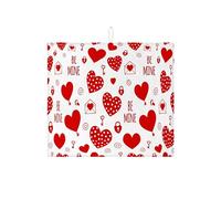 Tappetino scolapiatti assorbente a forma di cuore per San Valentino, a pois rossi, in microfibra, per proteggere il bancone della cucina, 40,6 x 45,7 cm