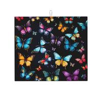 Tappetino scolapiatti assorbente a forma di farfalla, per bancone della cucina, tappetino da caffè colorato, protezione per scolapiatti con anello per appenderlo, 40,6 x 45,7 cm