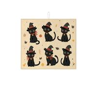 Tappetino scolapiatti assorbente a forma di gatto di Halloween, per bancone della cucina, grazioso gatto strega, tappetino scolapiatti assorbente, in microfibra, per bancone della cucina, 40,6 x 45,7