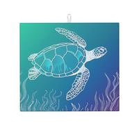 Tappetino scolapiatti assorbente a forma di tartaruga, per bancone della cucina, tappetino da caffè in corallo marino, protezione scolapiatti con anello per appenderlo, 40,6 x 45,7 cm