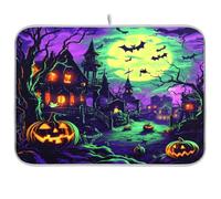 Tappetino scolapiatti assorbente a forma di zucca di notte di Halloween, 40,6 x 45,7 cm, tappetino scolapiatti protettivo, per cucina, asciugatura rapida