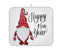 Tappetino scolapiatti assorbente ad asciugatura rapida Art Dry Dish Drain Mat Natale gnomo felice anno nuovo per cucina bancone decorazione 45,7 x 61 cm