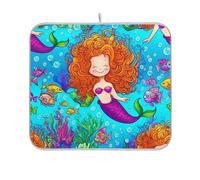 Tappetino scolapiatti assorbente ad asciugatura rapida divertente stampa tappetino per scolapiatti carino subacqueo sirena blu per decorazione bancone cucina 45,7 x 61 cm