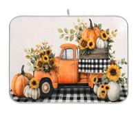 Tappetino scolapiatti assorbente arancione con zucca, girasole, 45,7 x 61,7 cm, tappetino scolapiatti per cucina, asciugatura rapida