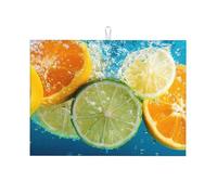 Tappetino scolapiatti assorbente arancione limone per bancone della cucina, tappetino per frutta e caffè, protezione scolapiatti con anello per appenderlo, 45,7 x 61 cm