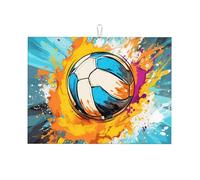Tappetino scolapiatti assorbente arcobaleno a forma di pallavolo, per bancone della cucina, tappetino sportivo, tappetino da caffè, protezione scolapiatti con anello per appenderlo, 45 x 61 cm