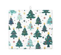 Tappetino scolapiatti assorbente con albero di Natale e stella, tappetino scolapiatti per bancone della cucina, tappetino colorato per caffè, con anello per appenderlo, 40,6 x 45,7 cm