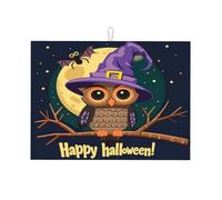 Tappetino scolapiatti assorbente con citazione di gufo di Halloween, 18x24 cm, per lavello da cucina, in microfibra, per accessori da cucina