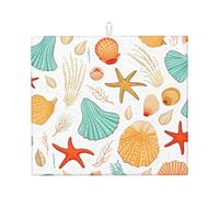 Tappetino scolapiatti assorbente con conchiglie marine, tappetino scolapiatti per bancone della cucina, tappetino da caffè con anello per appenderlo, 40,6 x 45,7 cm