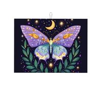 Tappetino scolapiatti assorbente con farfalla galassia, per bancone della cucina, luna, stella, caffè, scolapiatti con anello per appenderlo, 45,7 x 61 cm